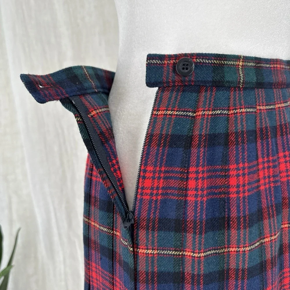 Vtg Pendleton Tartan Plaid Pleated Midi Skirt S Academia Preppy Schoolgirl Twee